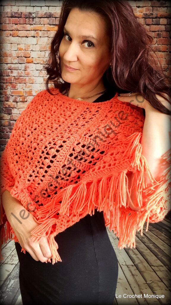 Háčkované pončo - Sorbet