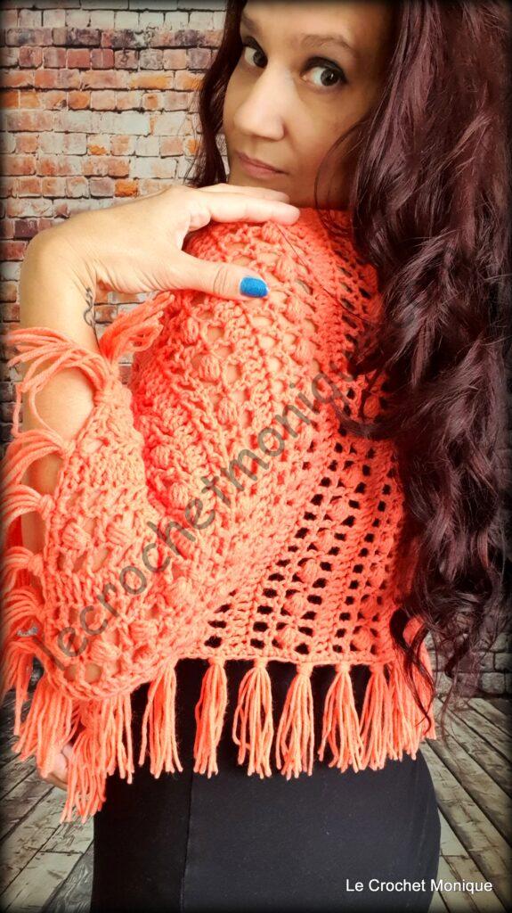 Háčkované pončo - Sorbet