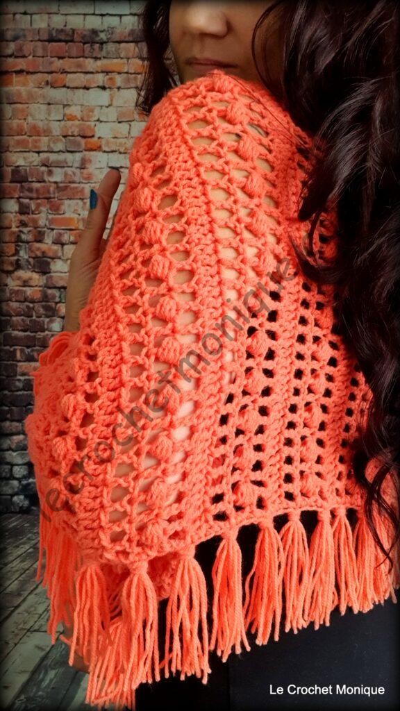 Háčkované pončo - Sorbet