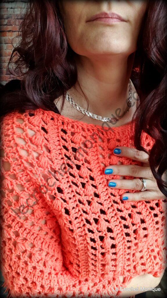 Háčkované pončo - Sorbet