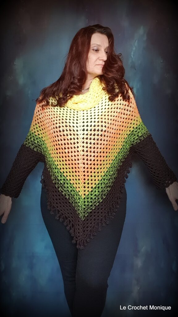 Háčkované pončo - Tichý súmrak